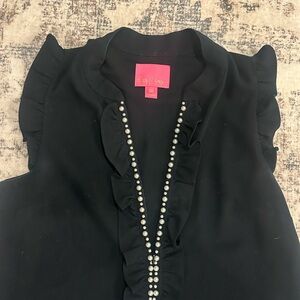 Lilly Pulitzer Black Dress With Pearl Front Zipper